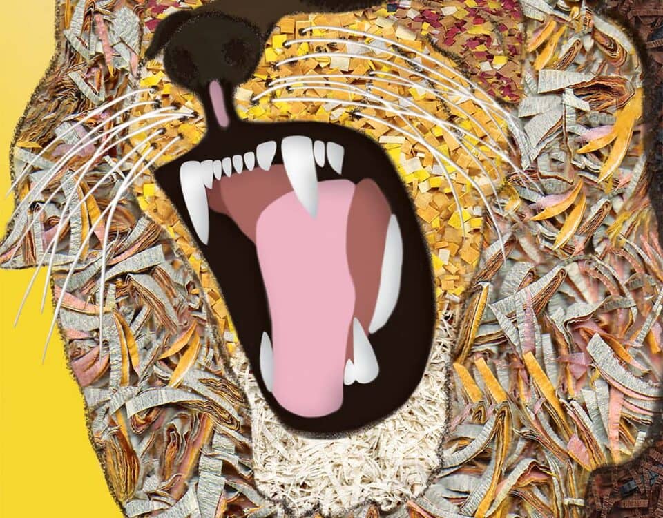 Leo the Ferocious Lion - Circus Collection by Nathalie Boyer - Digital Collage- Paper Art -