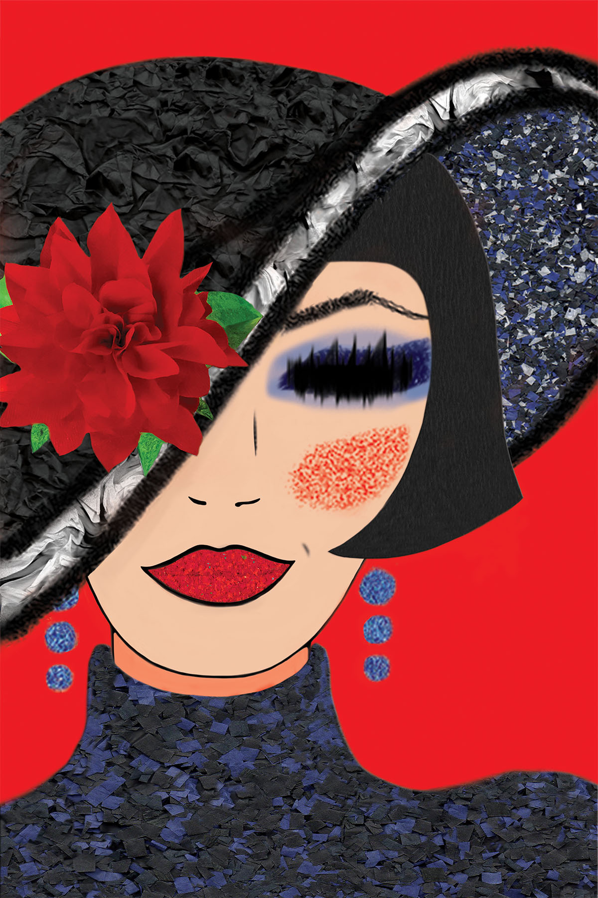 French Woman with Hat - Fashion Collection By Nathalie Boyer - Digital Collage - Paper Hat - Paper Art -